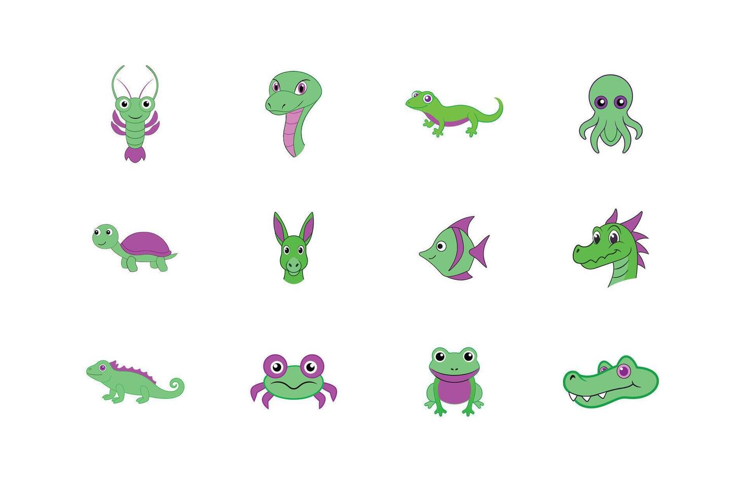 Diverse Aquatic and Marine Life Head Vectors