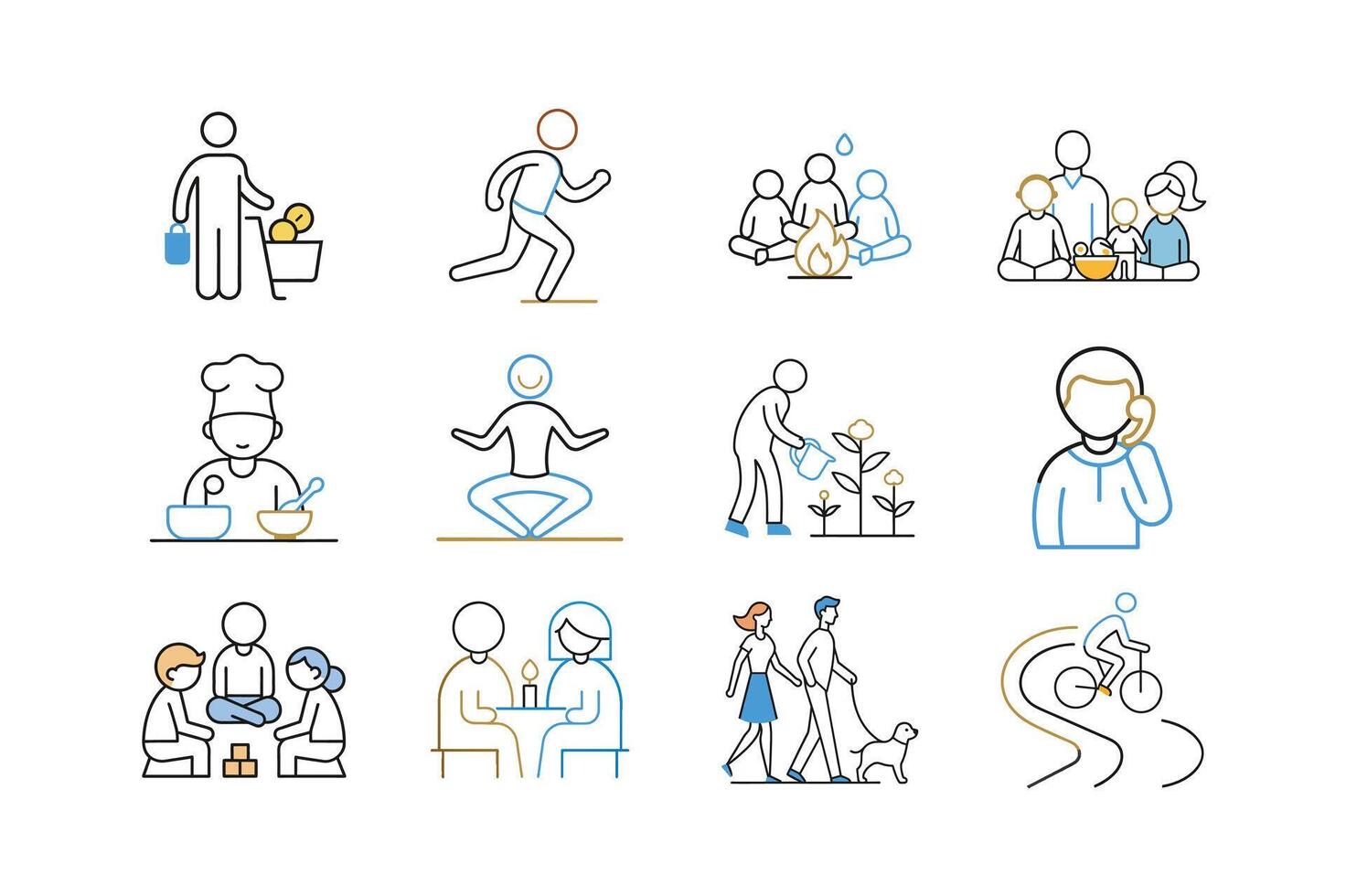 lifestyle and daily life activities outline vector