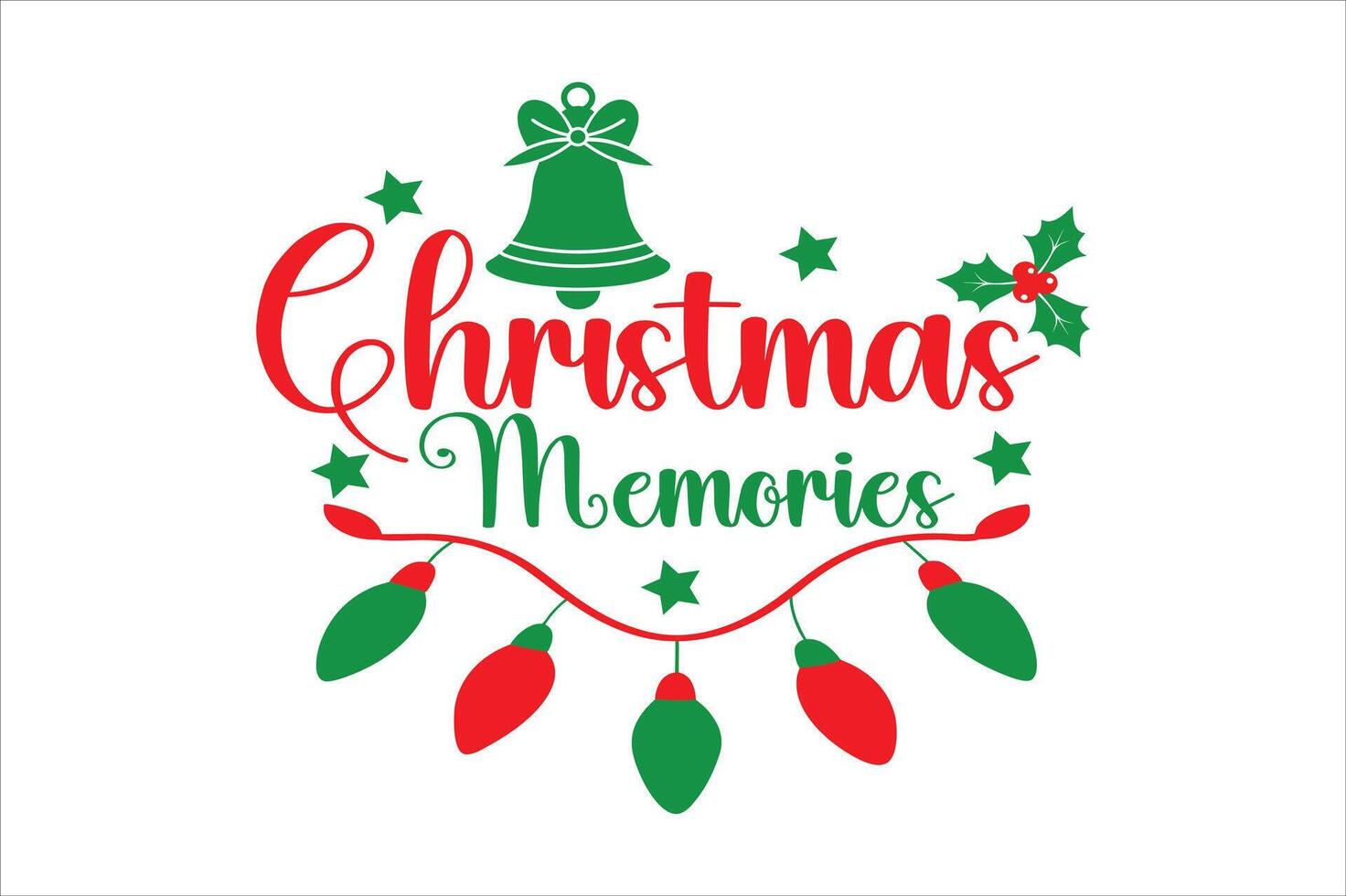 Christmas memories typography design vector