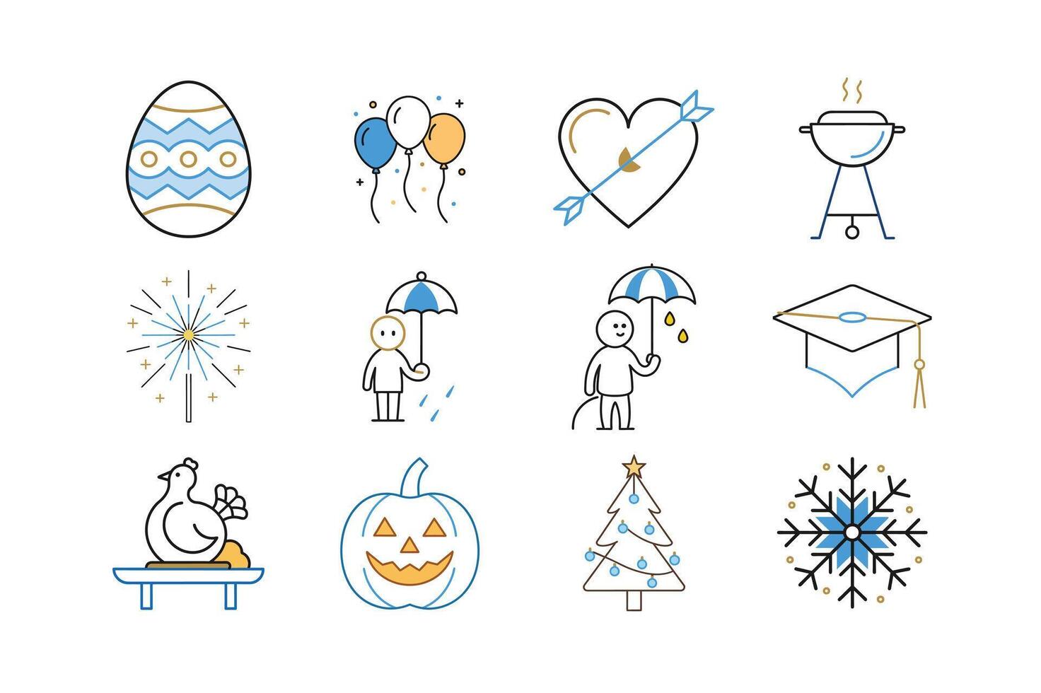 seasonal and festive activities outline vector