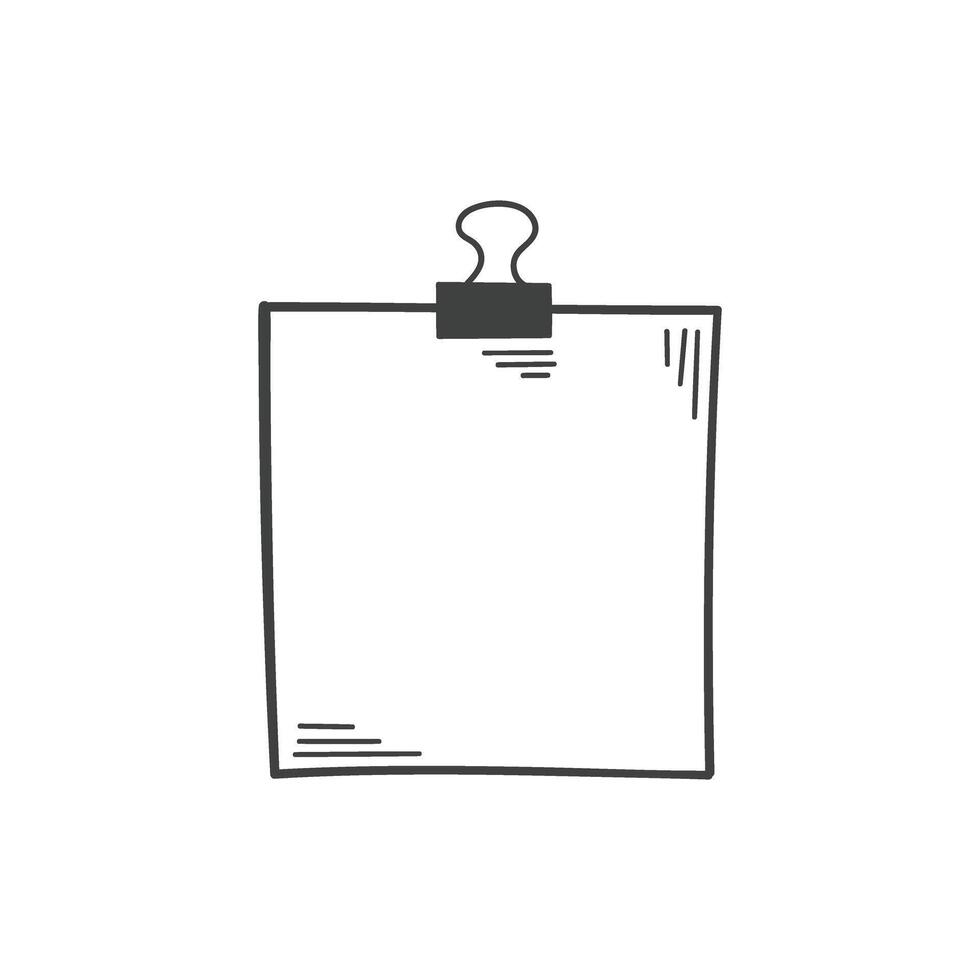 Hand drawn memo paper sheet icon in flat style. Doodle sketch illustration on isolated background. Doodle page sign business concept. vector