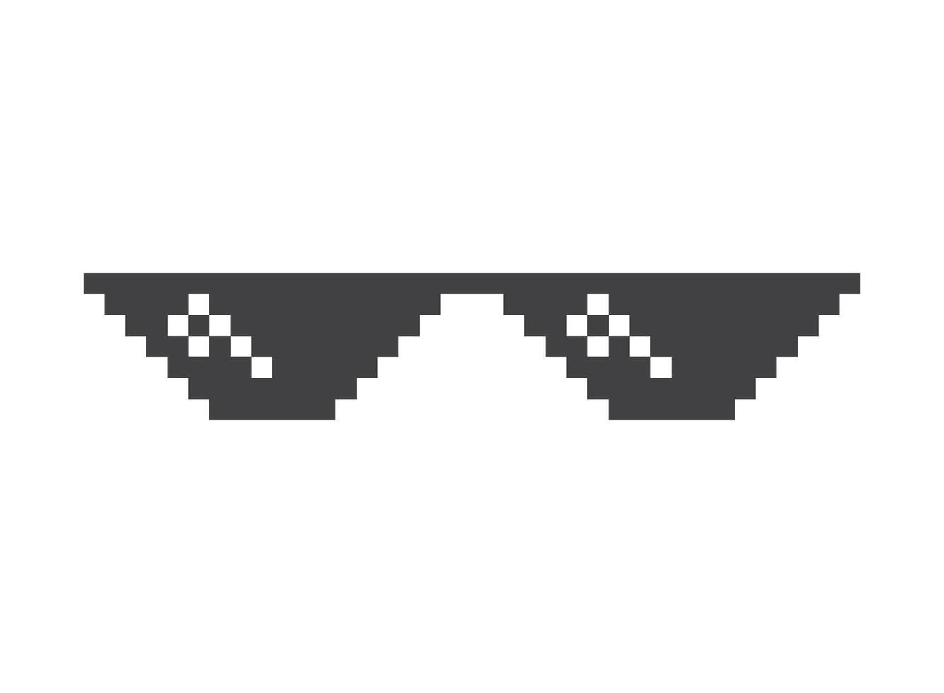 Pixel sunglasses icon in flat style. Glasses illustration on isolated background. Funny accessory sign business concept. vector