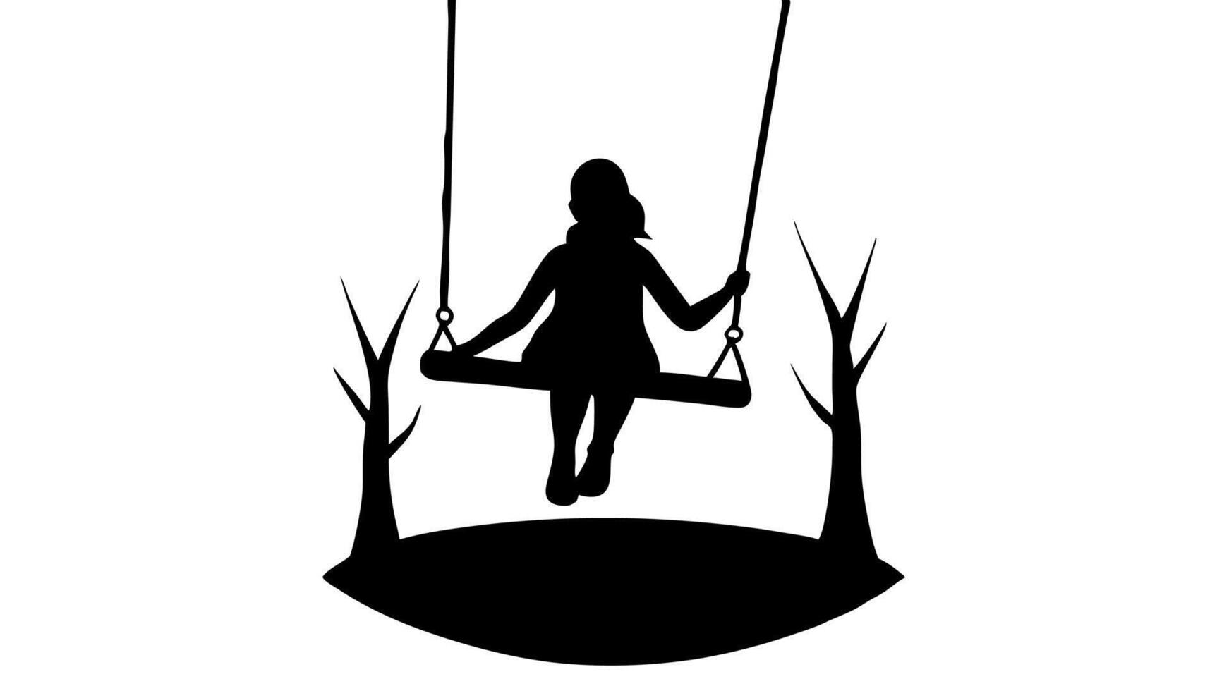 Serene Girl Swinging Shadow Design vector