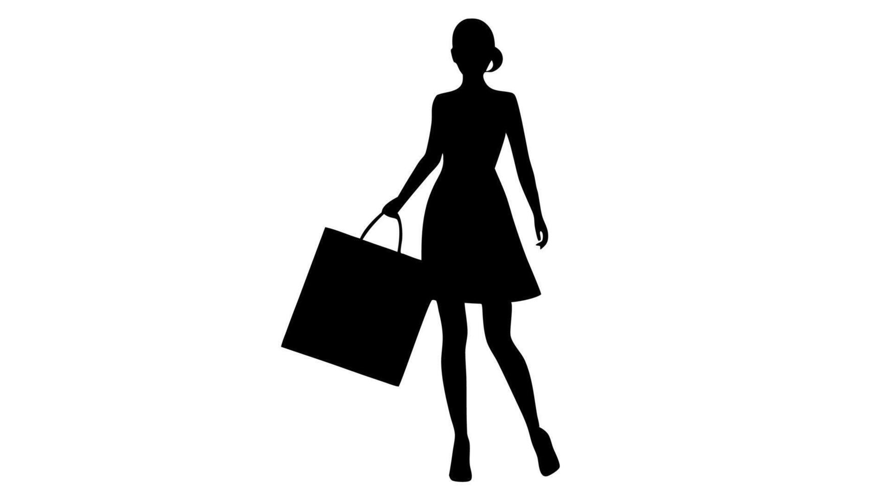 Female Shopping Scene Silhouette vector