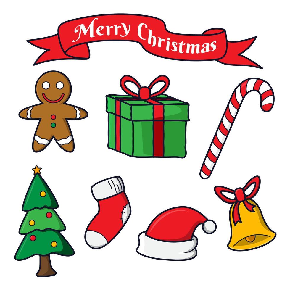 Christmas illustration pack complete. Christmas flat design. vector