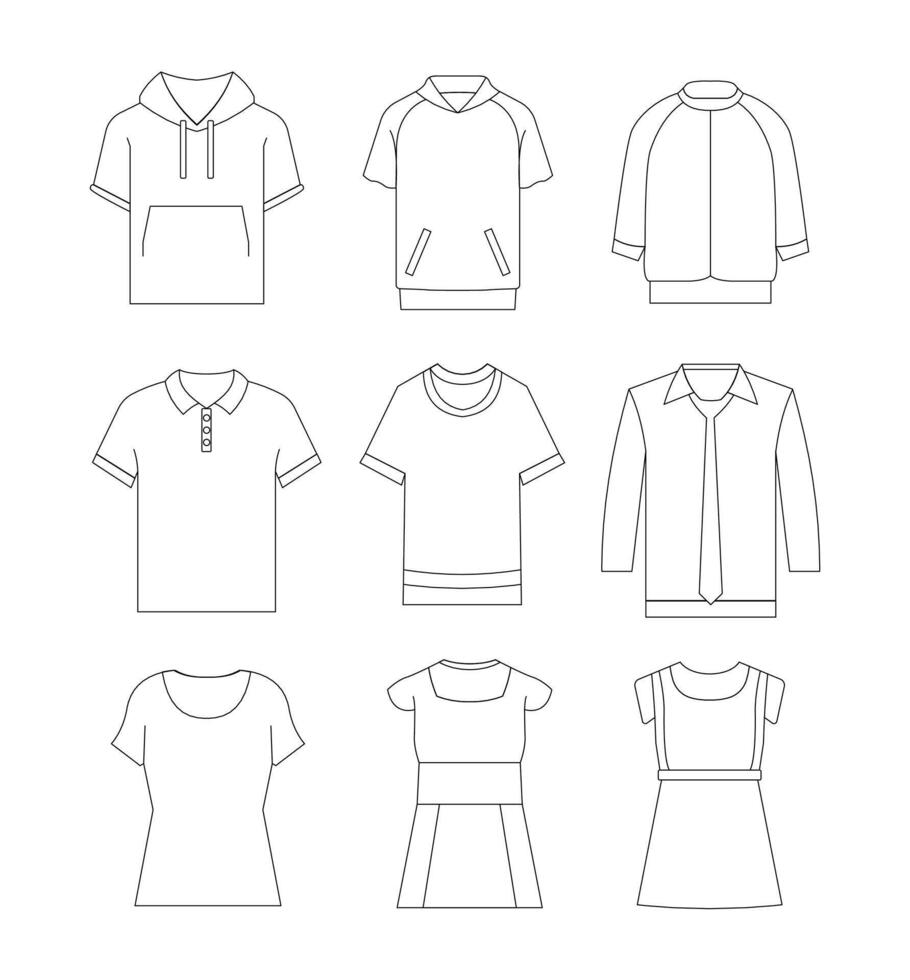 Hand Drawn Illustration Set of Various Clothing Types vector