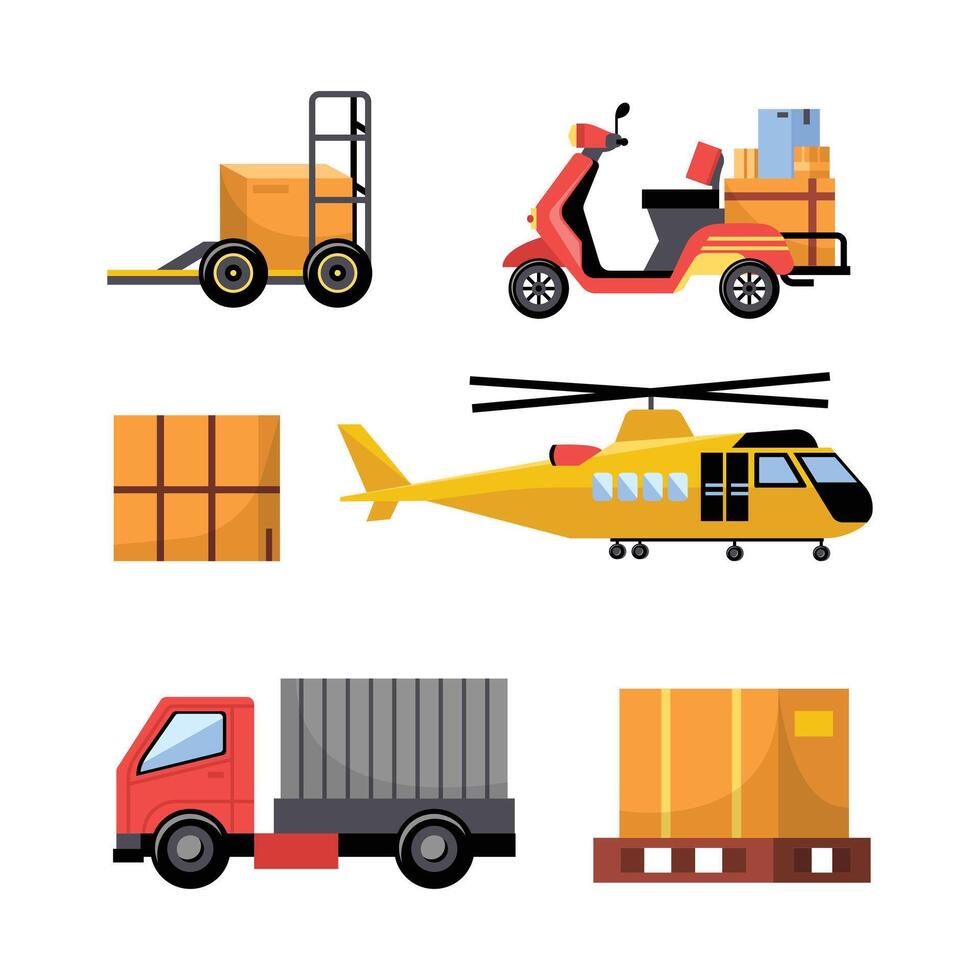 Set of Logistics Illustration for Shipping and Transportation Design vector