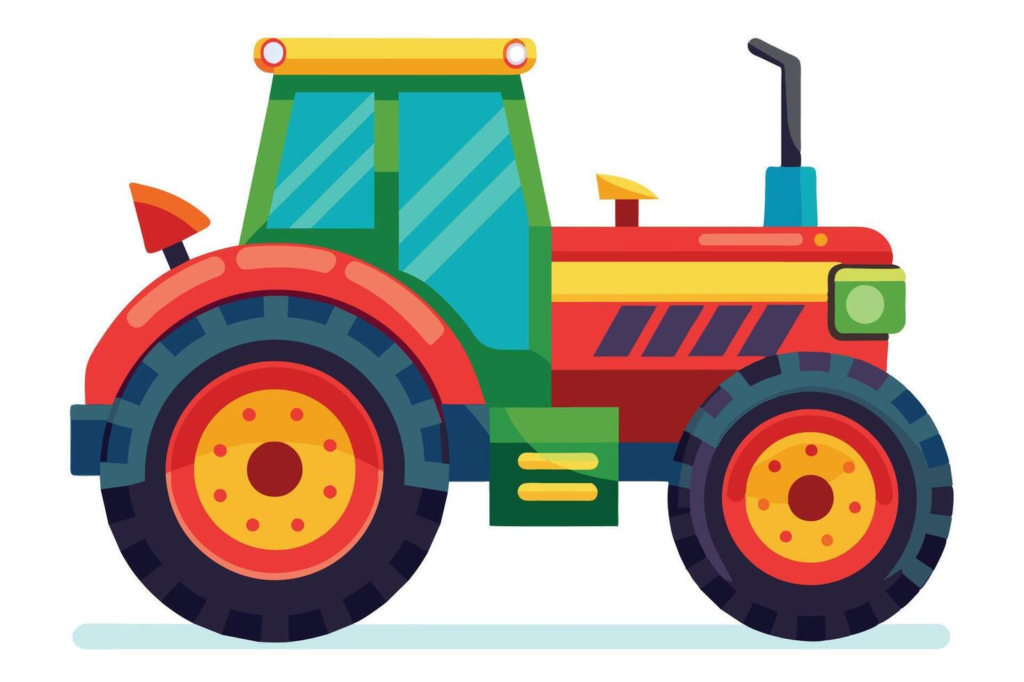 Brightly colored cartoon tractor illustration on a white background designed for children's education about farming and machinery vector