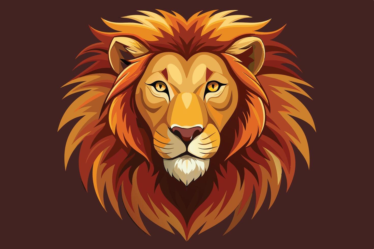 A majestic lion with a vibrant mane adorns a simple background, showcasing its strength and beauty in a captivating illustration vector