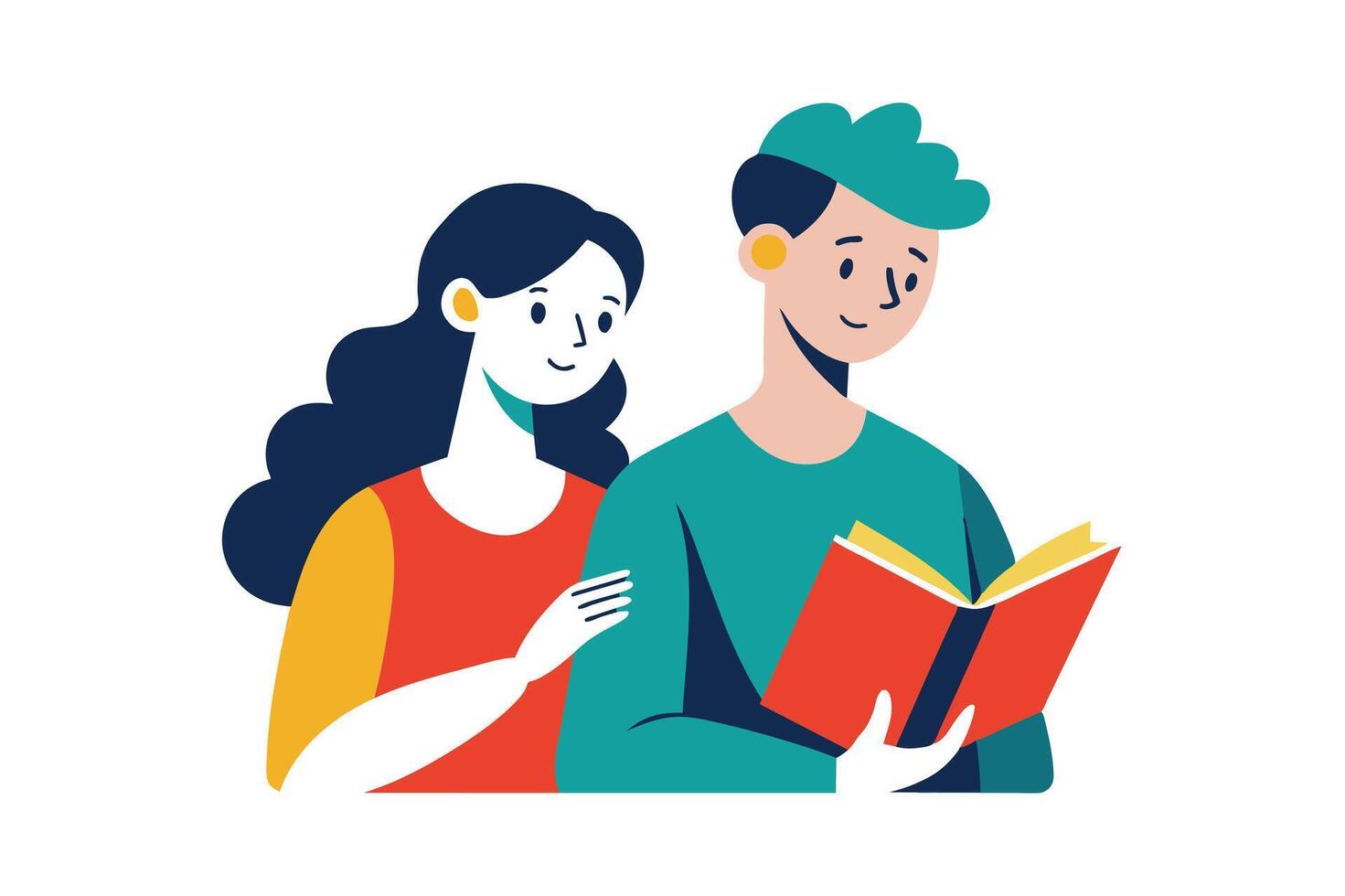 Couple enjoying a cozy reading session together in a bright and cheerful indoor setting during a leisurely afternoon vector