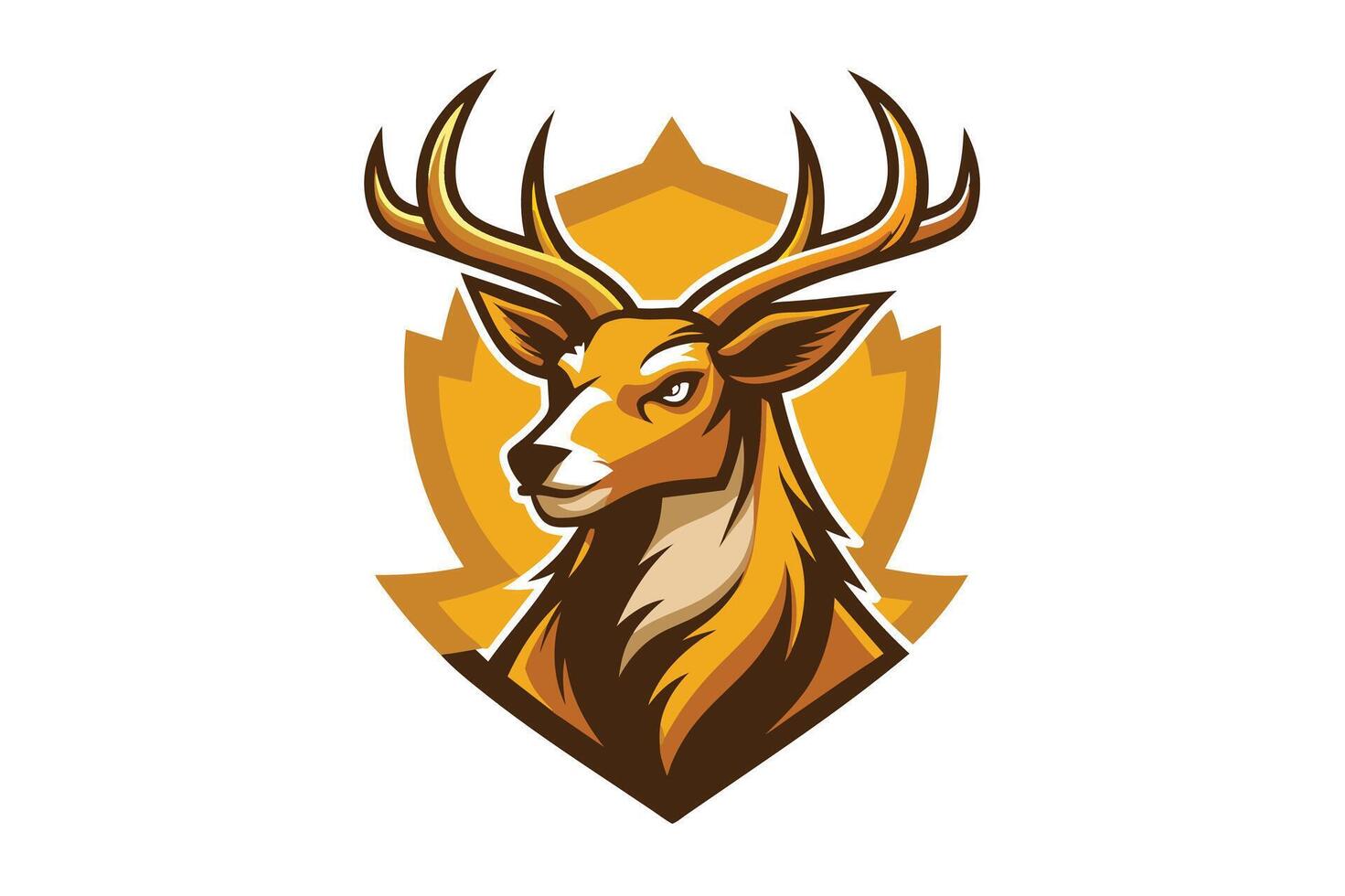 Stylized illustration of a majestic stag with elaborate antlers against a vibrant golden background vector