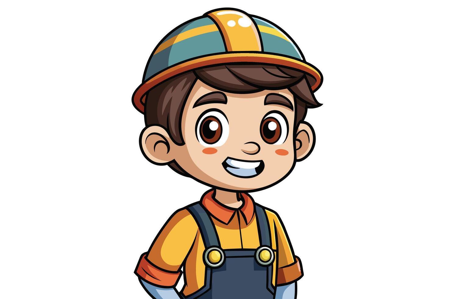 Friendly cartoon character in a construction helmet smiling, perfect for children's education or construction-themed projects vector