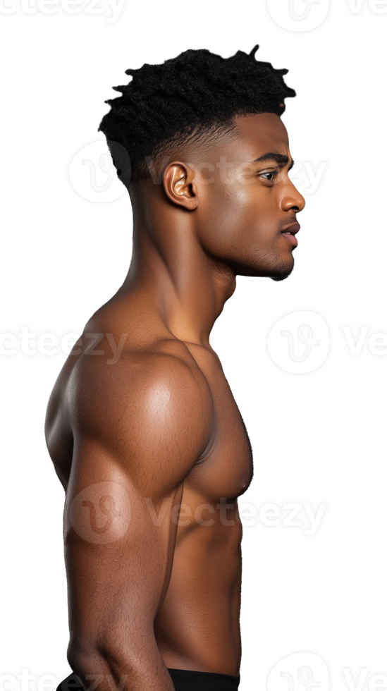 Side Profile of a Fit Man with Defined Muscles png
