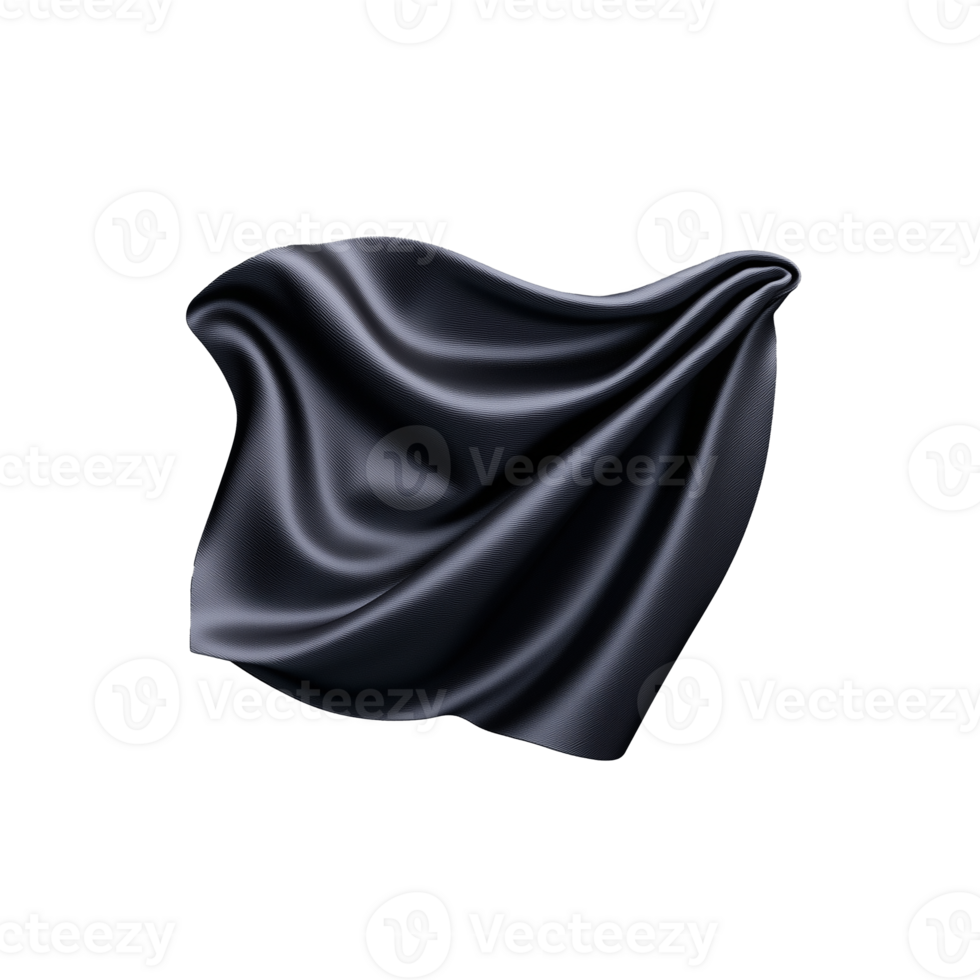 Elegant Black Fabric with Smooth Flowing Drapes on Display png