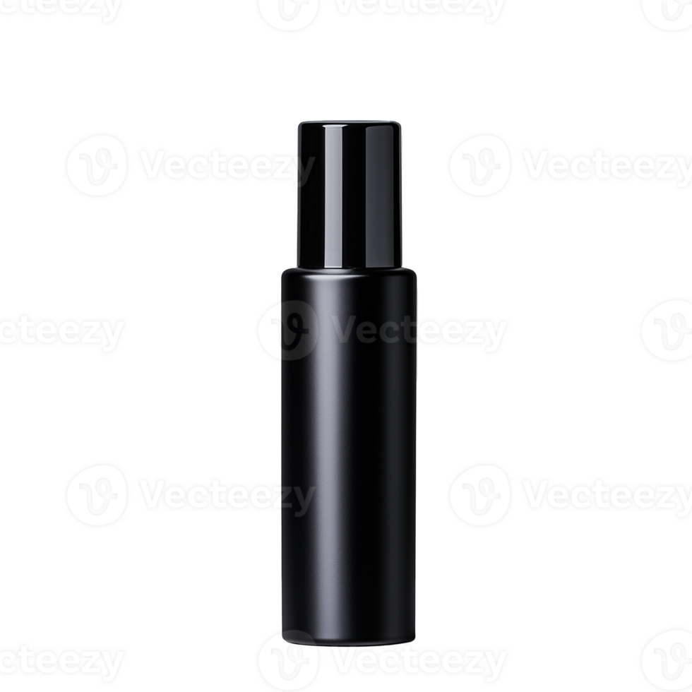 Sleek Black Cosmetic Bottle with Transparent Background png