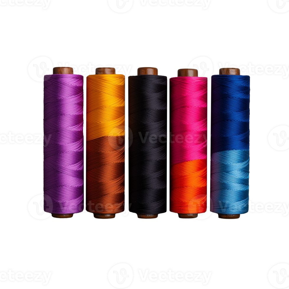 Colorful Spools of Thread on Transparent Background Display png