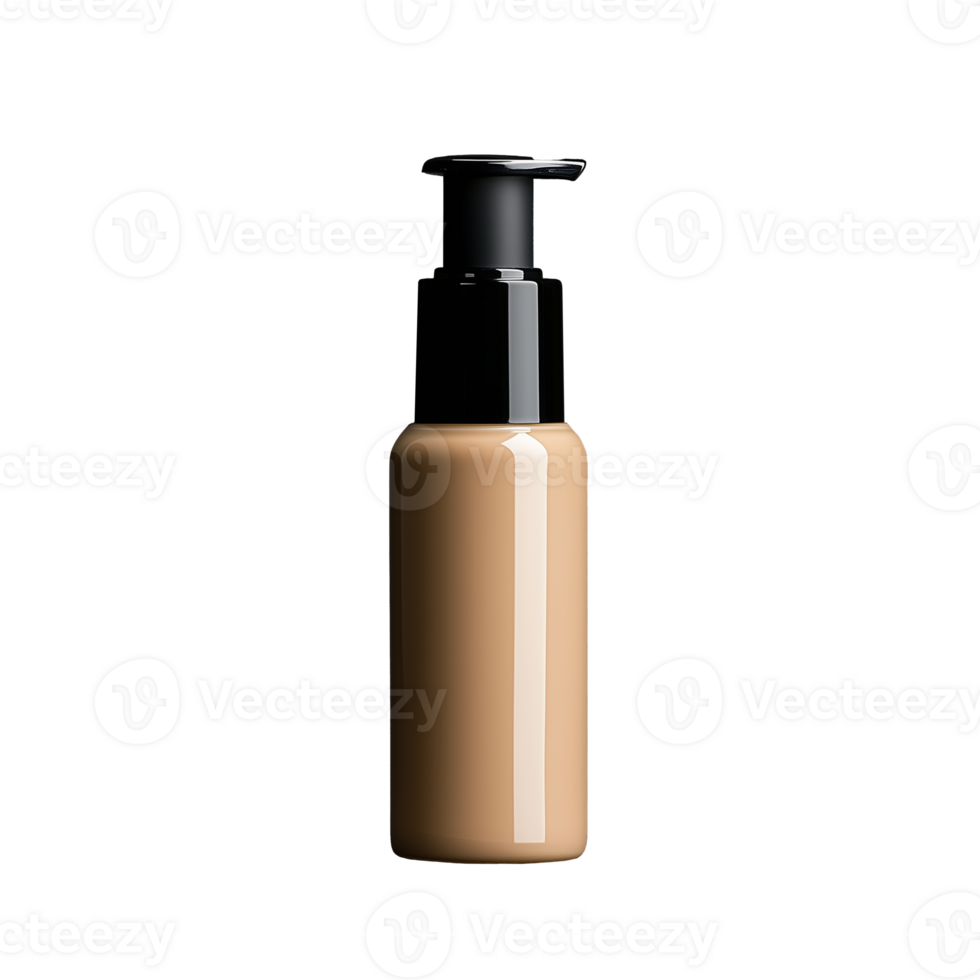 Liquid foundation pump bottle in a sleek design on transparent background png