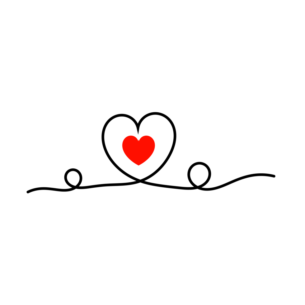 Heart icon, Thin contour and romantic symbol duddle outline png