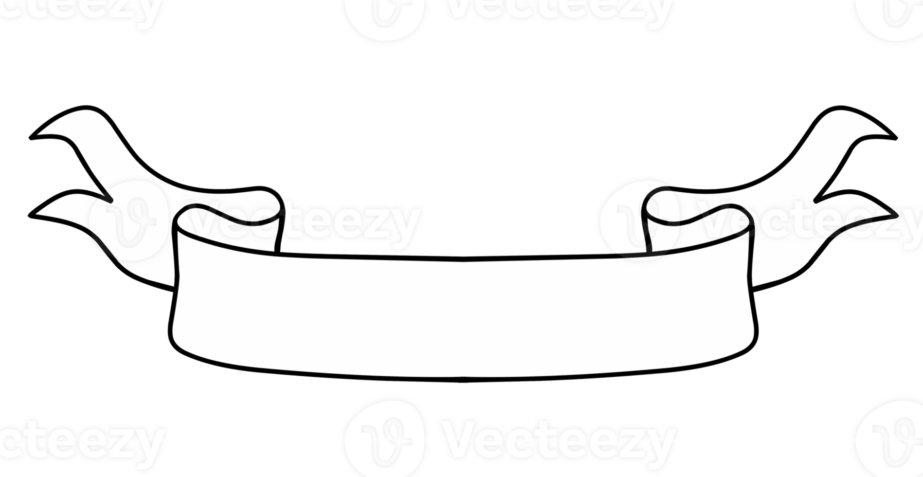 Outline Illustration of banner ribbon isolated png
