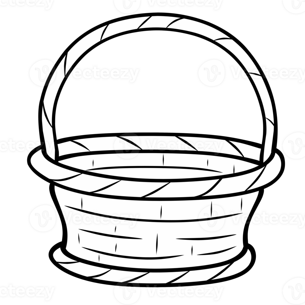 Line wicker basket with a rope isolated png