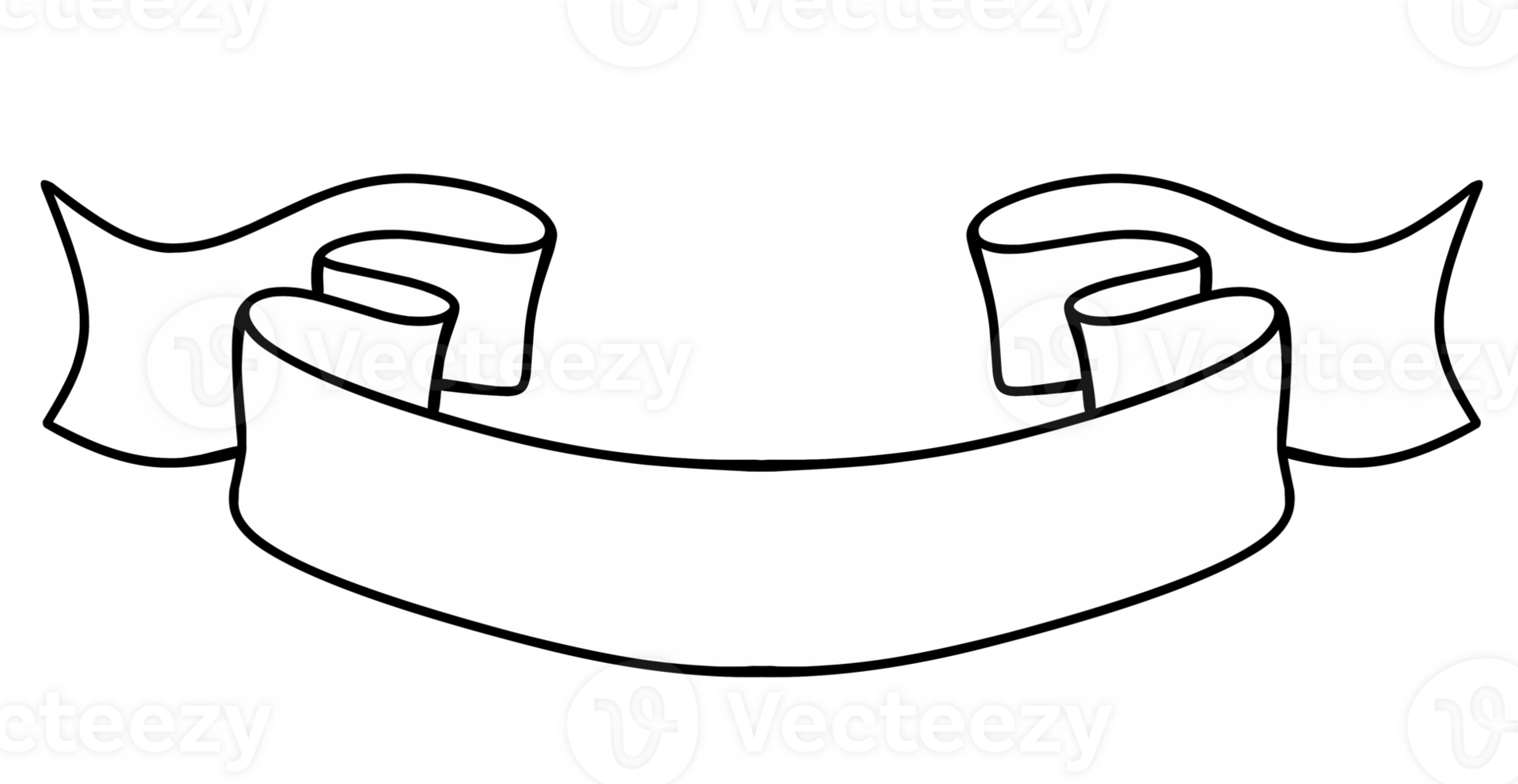 Line Illustration of banner ribbon isolated png