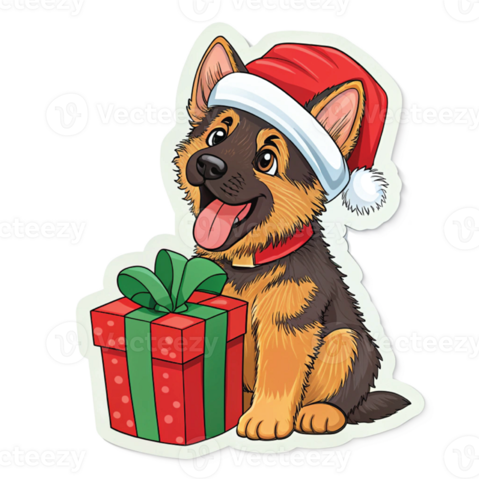 German shepherd puppy christmas sticker png