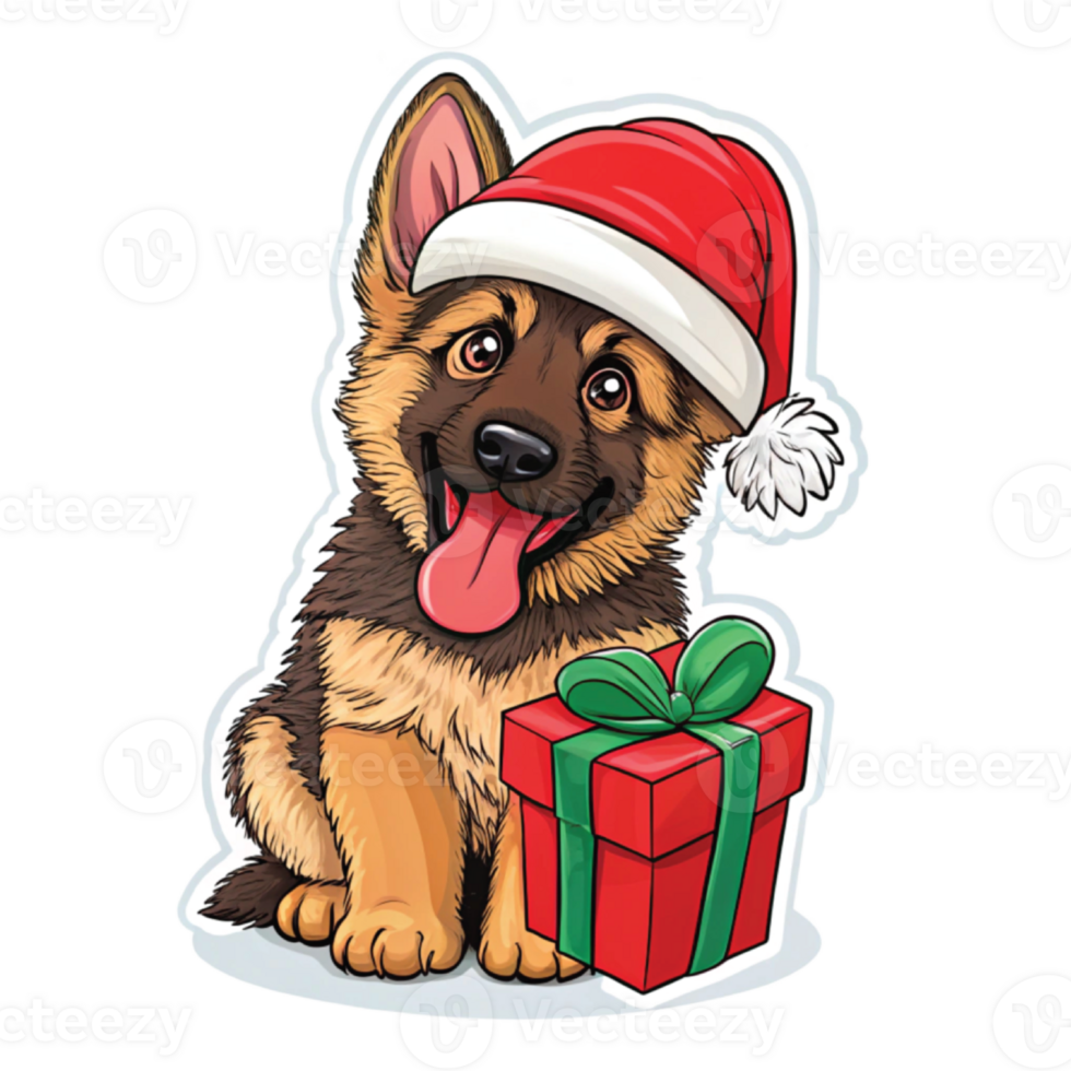 German shepherd puppy christmas sticker png