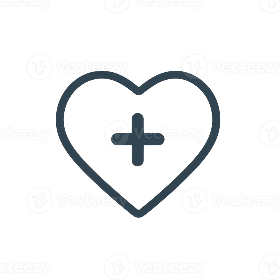 Minimalist Heart Icon with Plus Symbol Representing Addition and Progress png