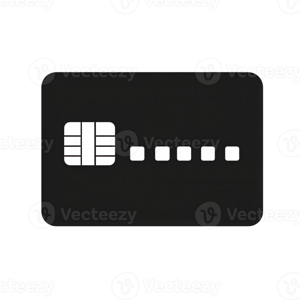Classic Credit Card Icon in Simple Black with Chip Design png