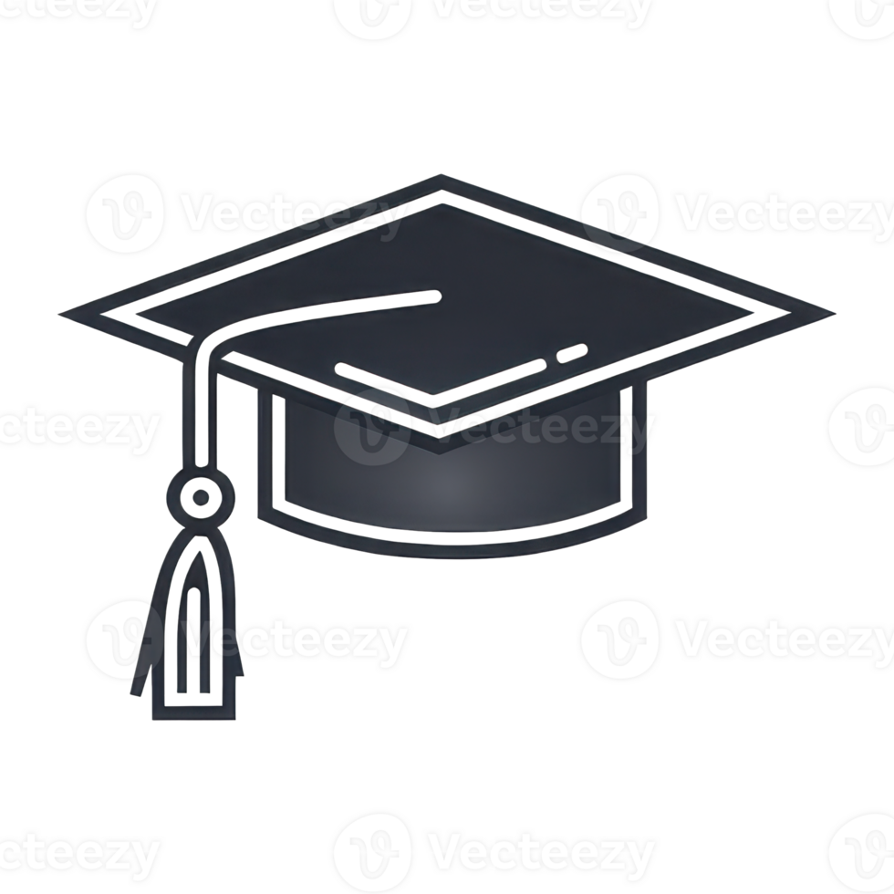 Bold Graduation Cap Icon Outlined in Minimalist Black and White Design png