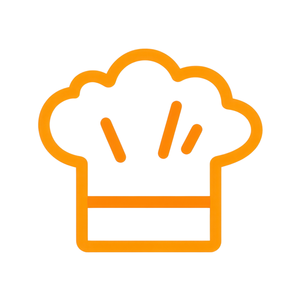 Minimalist Chef s Hat Icon with Curved Lines in Single Line Art Style png