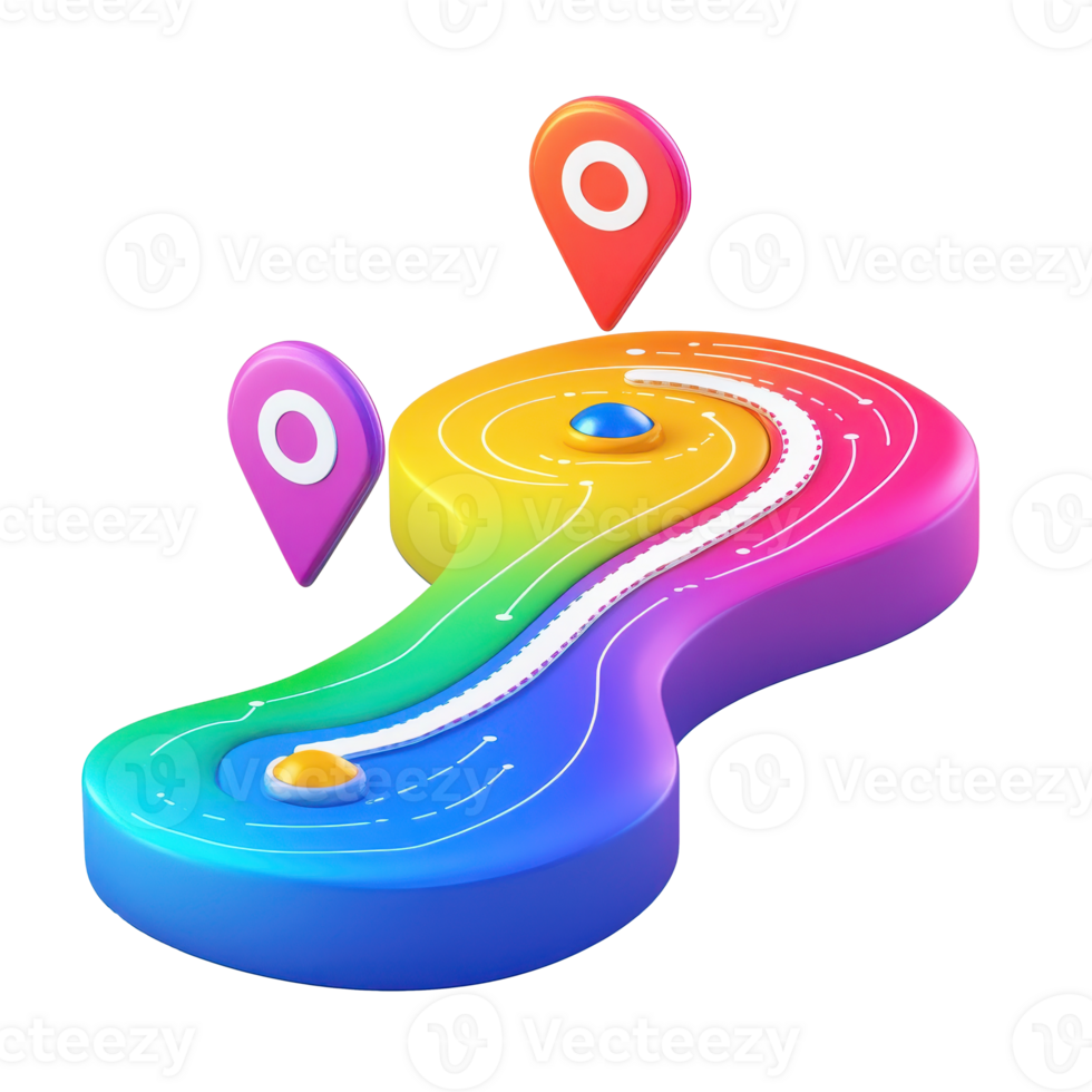 Vibrant Colorful Order Tracking Icon with Location Pins on a Map png