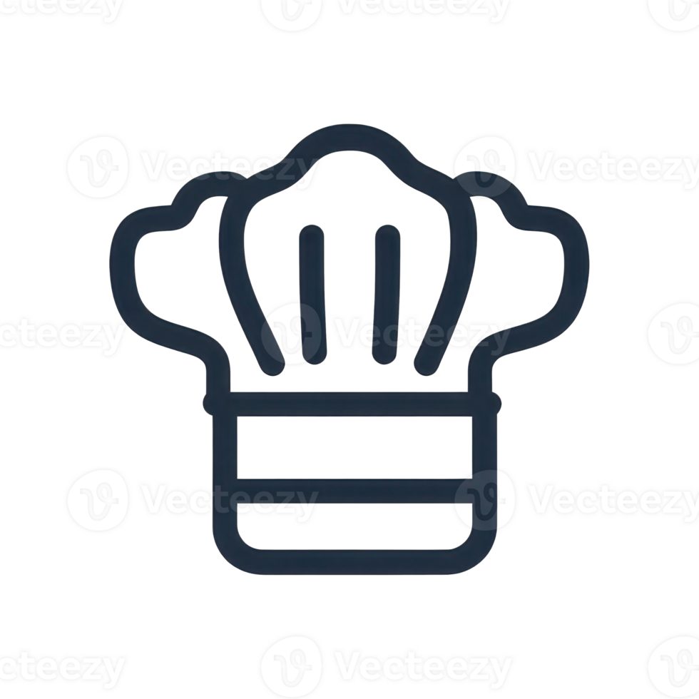 Bold Chef Hat Icon with Simple Outline and Distinct Silhouette Shape png