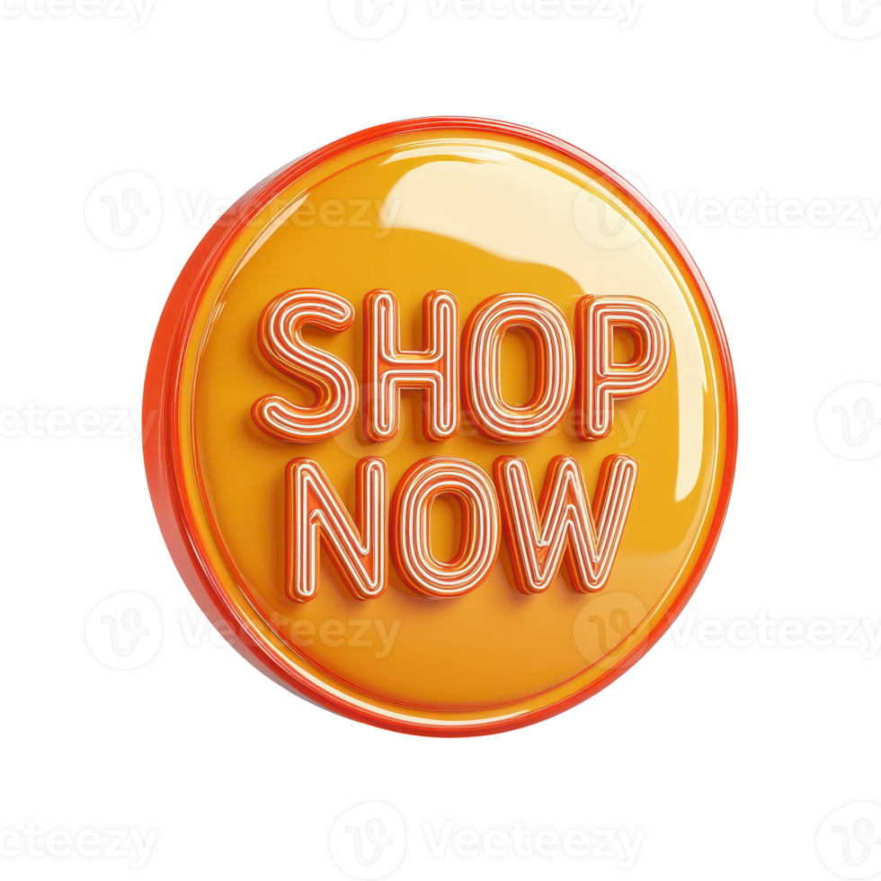 3D Shop Now Text Button Icon on White Background png