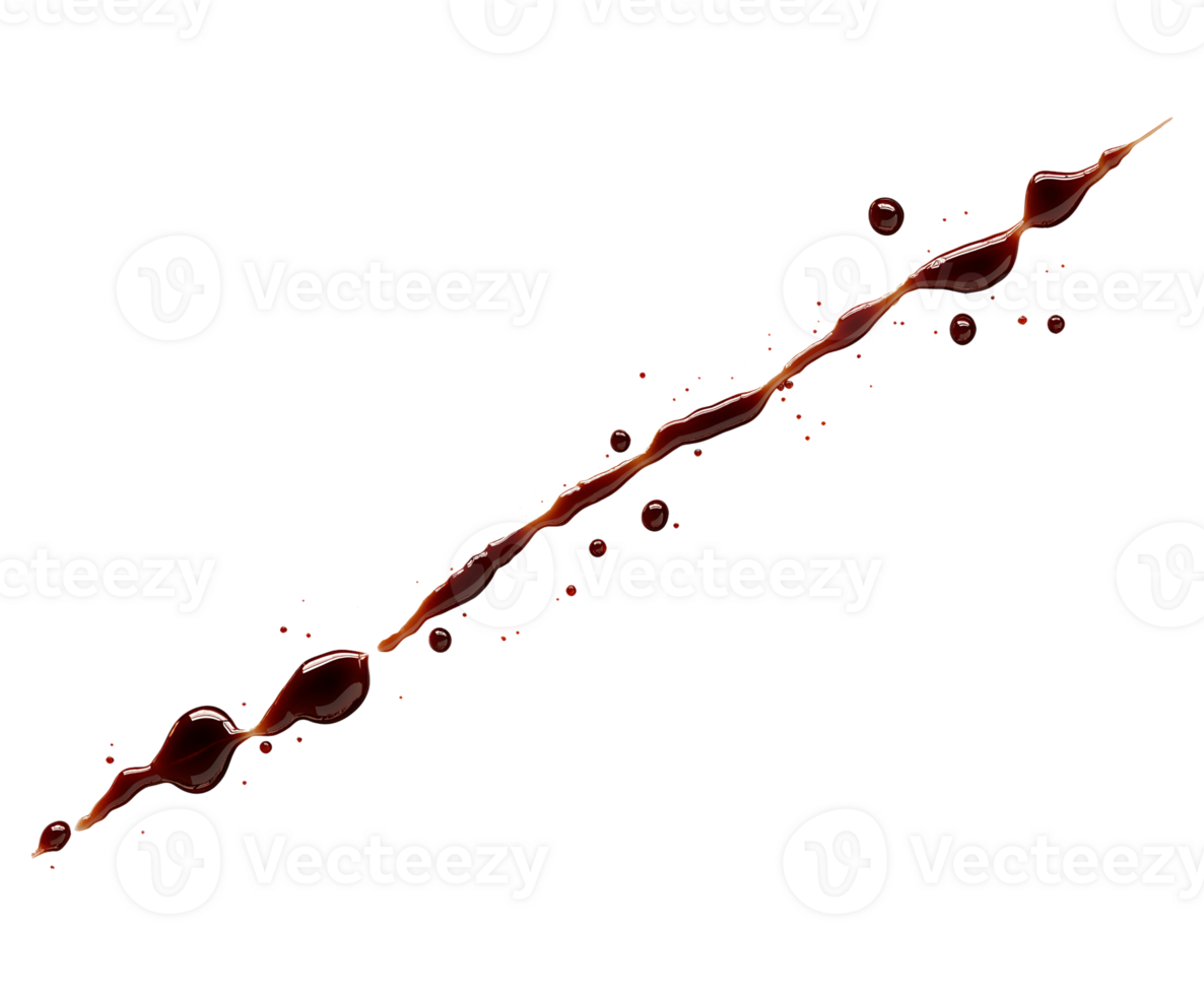 angled streak of dark red liquid with trailing droplets isolated background png