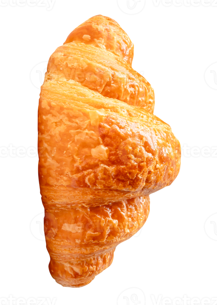 Side view of brown croissant isolated with clipping path in file format png