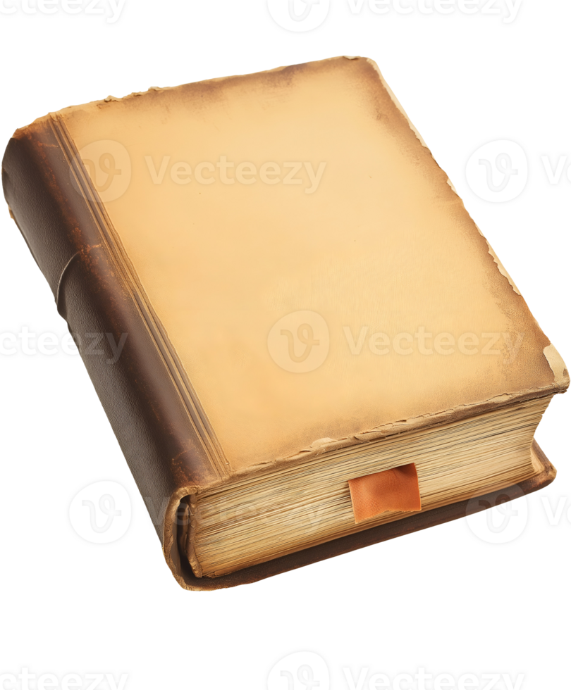vintage book with ribbon bookmark worn cover aged pages isolated background png