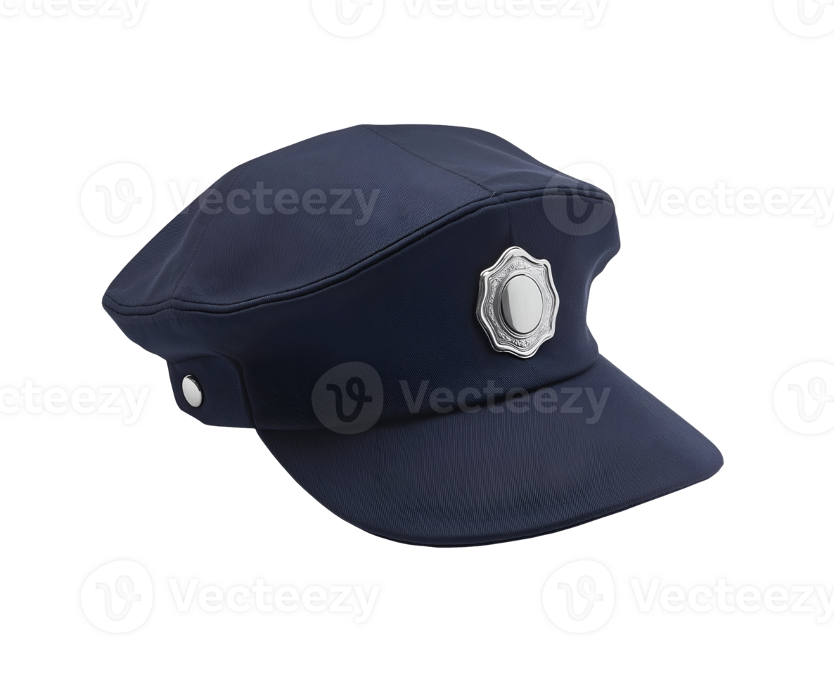 postman's cap in navy blue with silver emblem and classic design isolated background uniform accessory png