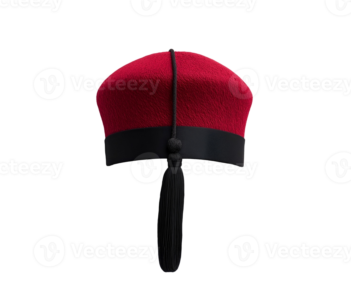 traditional deep red fez hat with black tassel representing moroccan culture isolated background elegant headwear png