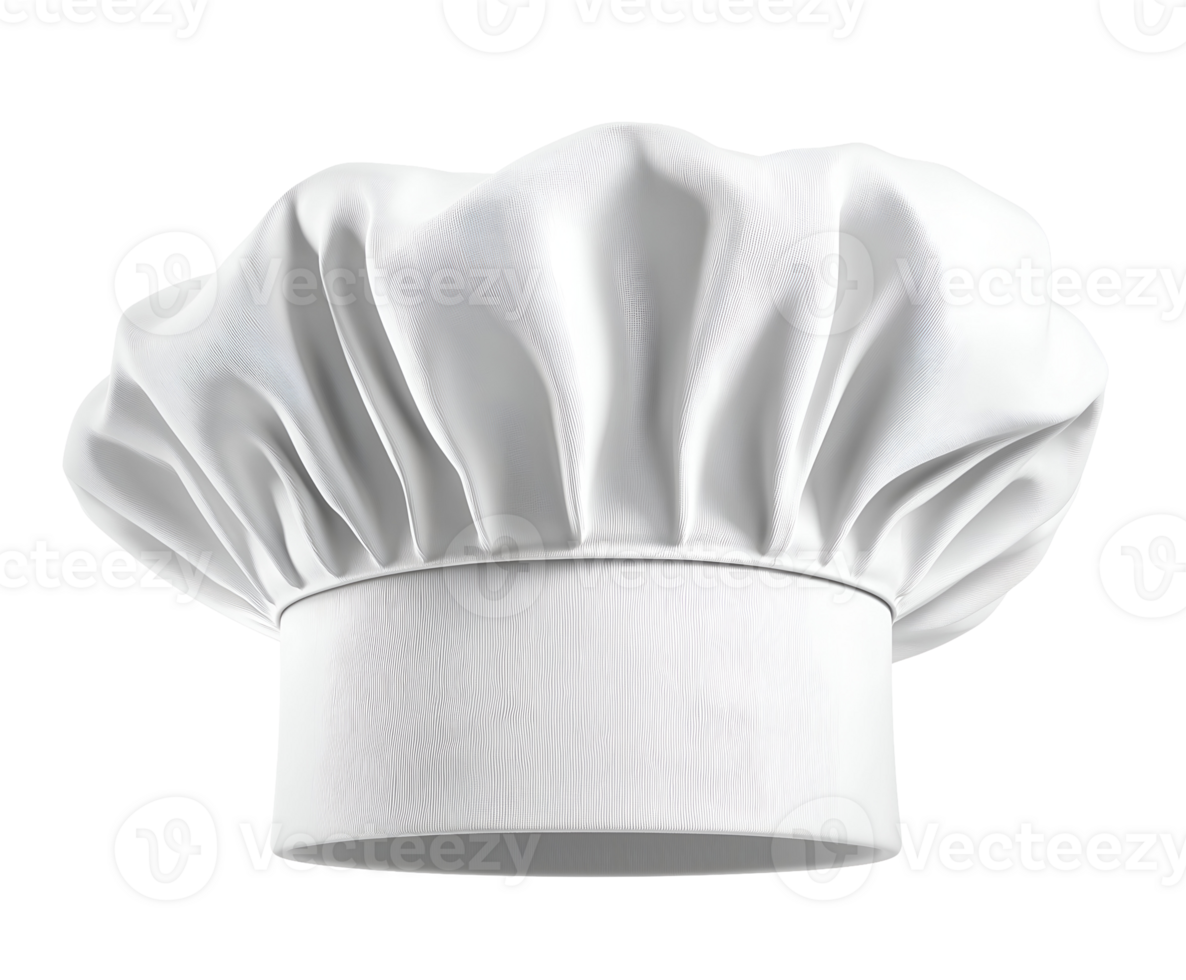 chef's hat with tall pleated design in pristine white isolated background perfect for professional culinary settings and kitchen uniforms png