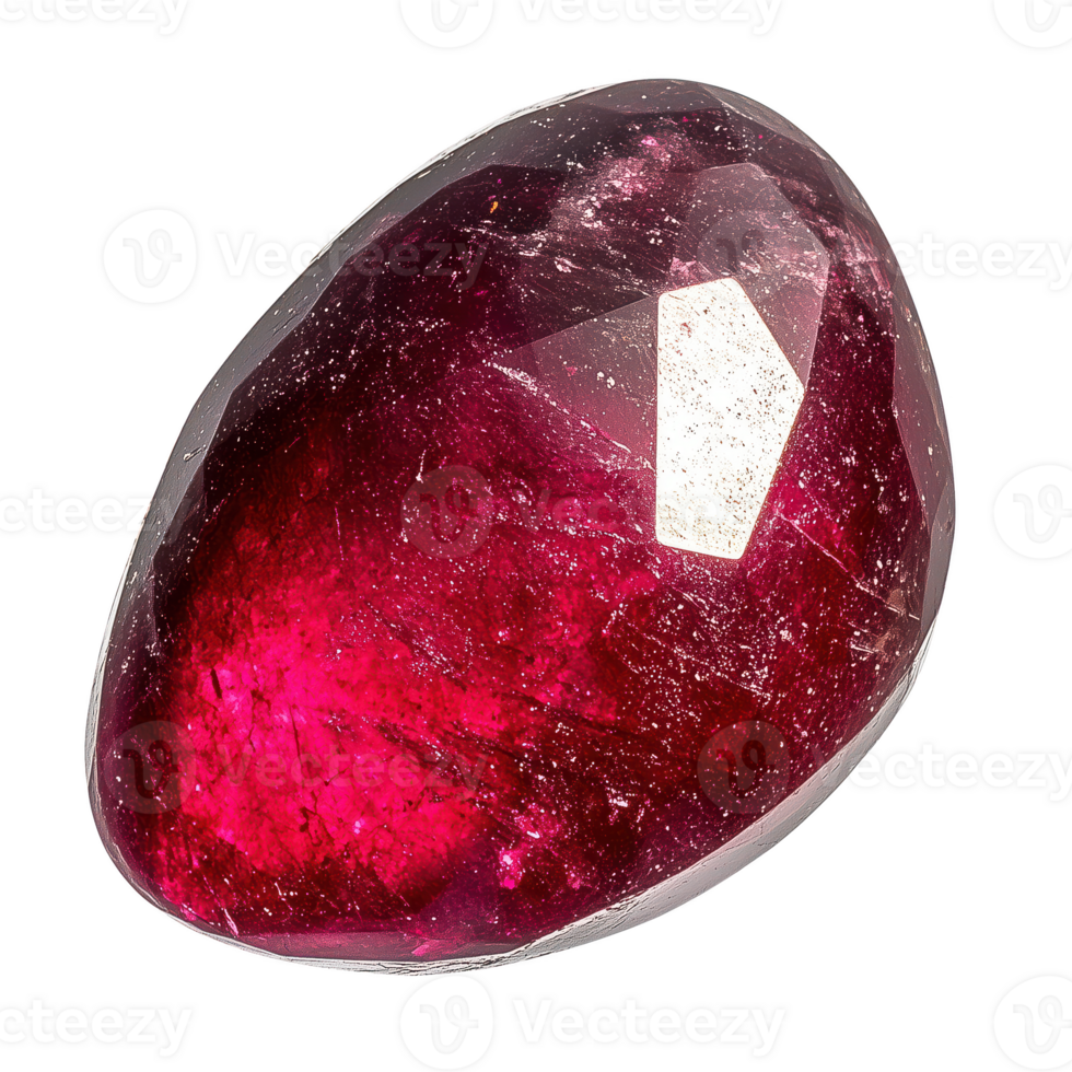 vibrant red gemstone with glossy surface and intricate details isolated on transparent background. png