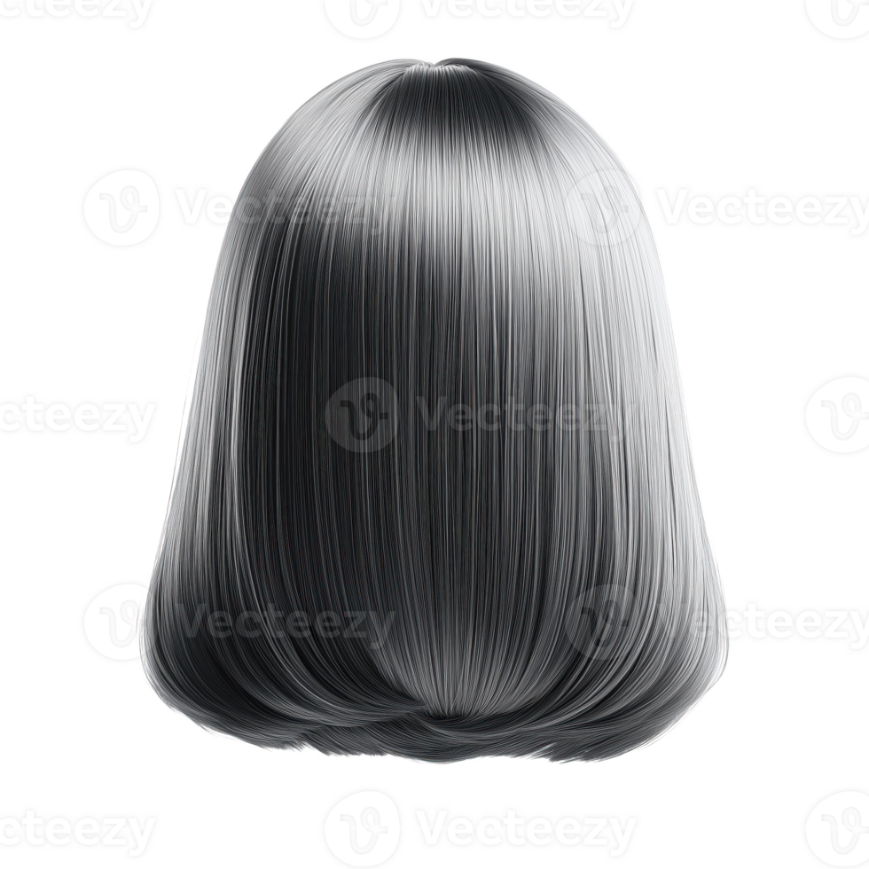 Silky silver hair with smooth, shiny finish, perfect for styling isolated on transparent background. png
