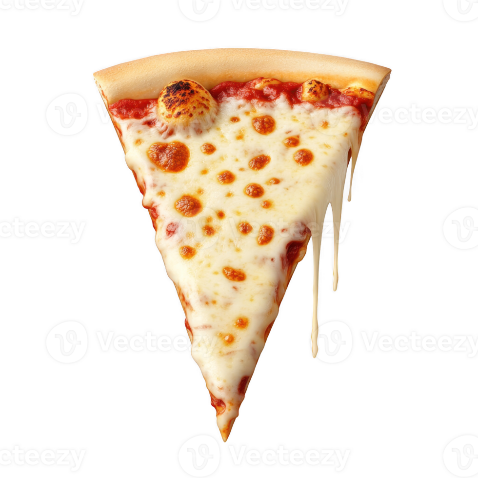 Delicious cheese pizza slice with melted cheese and pepperoni. Isolated on transparent background. png