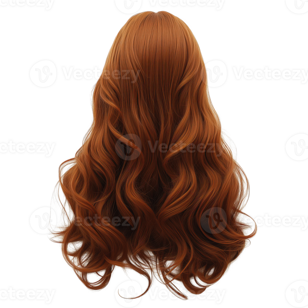 lungo ondulato capelli nel vivace arancia colore, Perfetto per messa in piega. isolato su trasparente sfondo. png