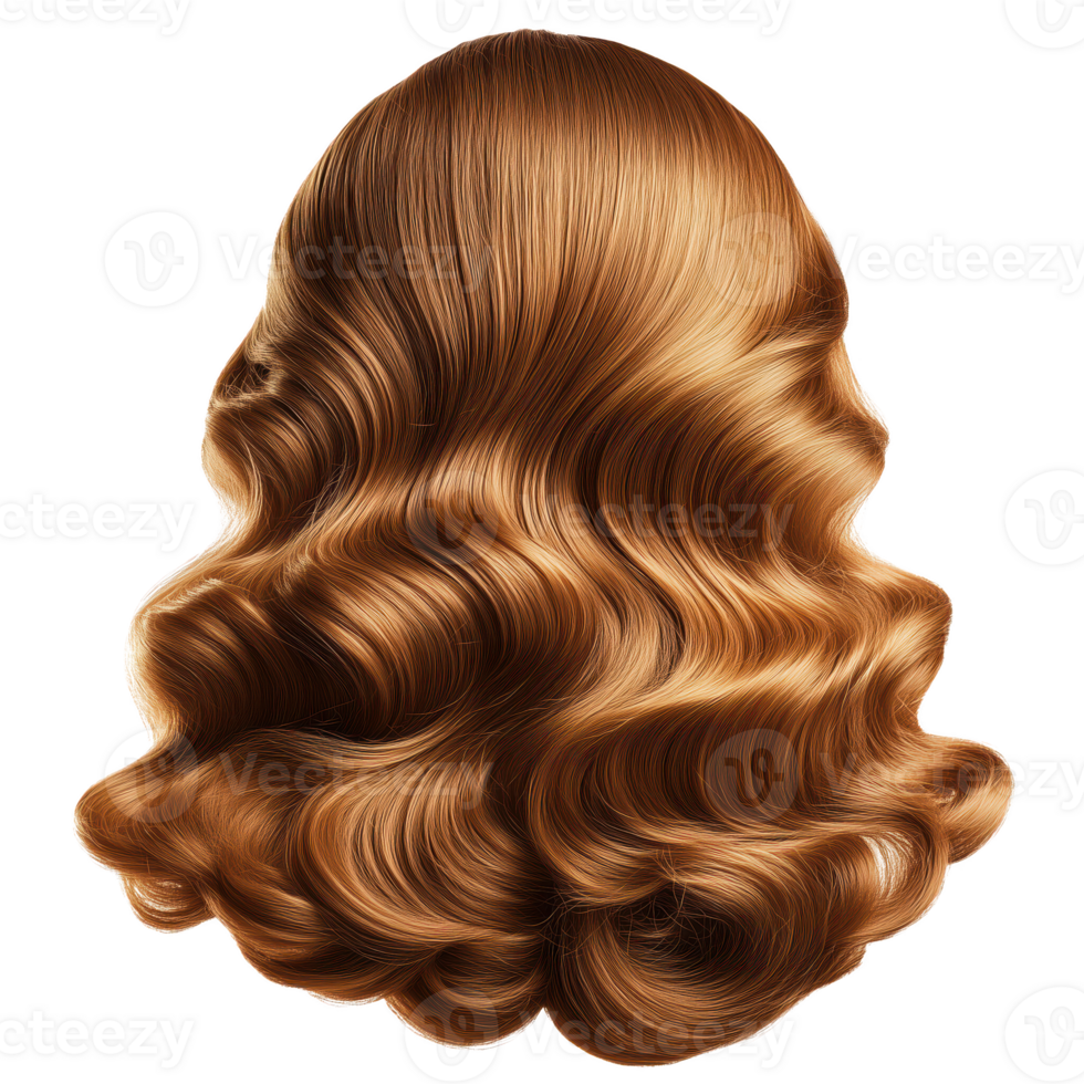 luxuoso ondulado cabelo dentro rico dourado matiz, exibindo elegante cachos. isolado em transparente fundo. png