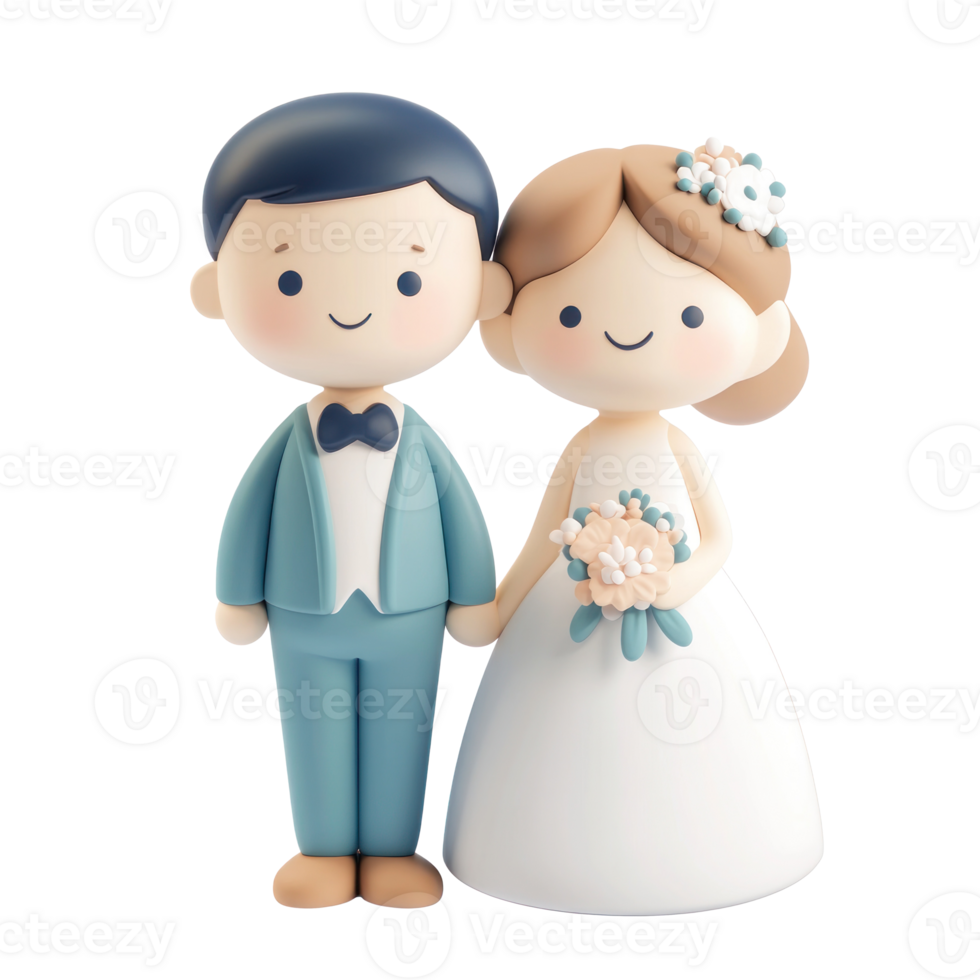 Groom and bride 3D icon isolate png
