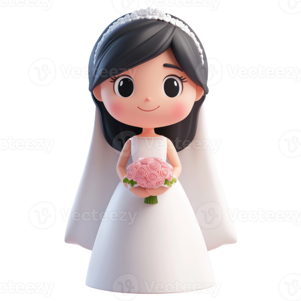 Bride 3D icon cartoon isolate png