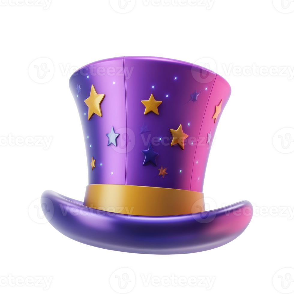 New Year Top Hat 3D icon cartoon isolate png