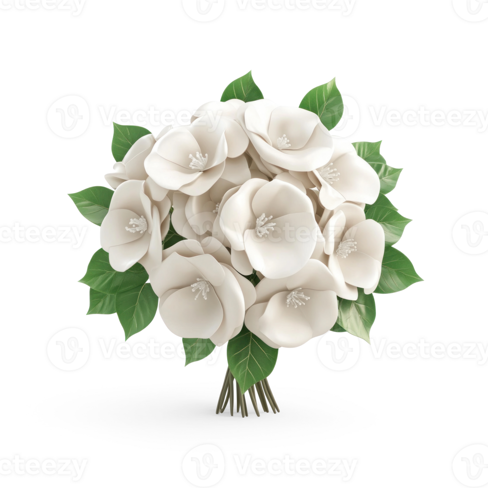 Bridal bouquet white flower 3D icon cartoon isolate png