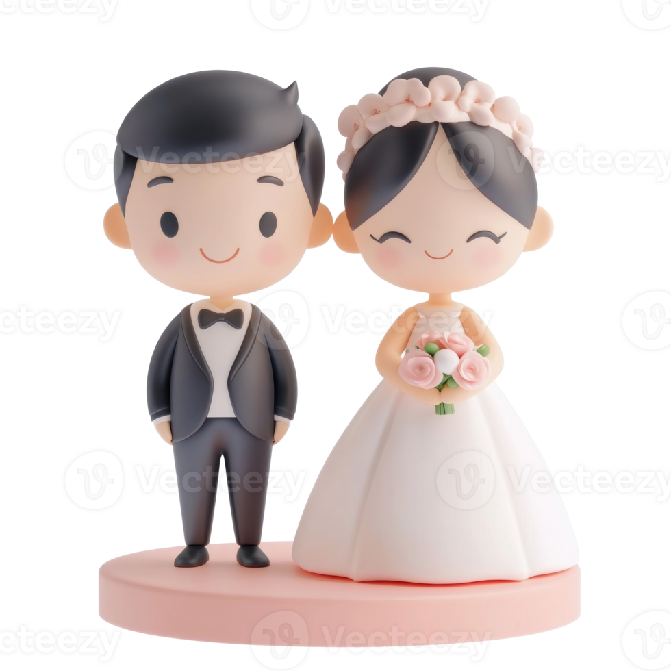 Groom and bride 3D icon cartoon isolate png